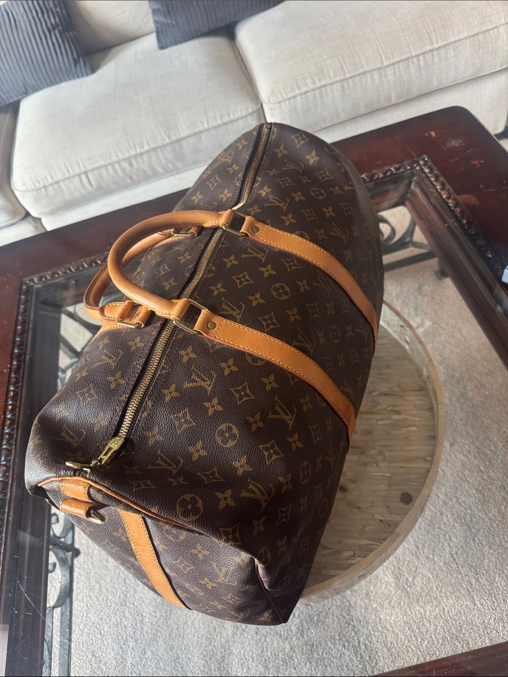 Louis Vuitton Monogram Canvas Duffel in Brown and Tan
